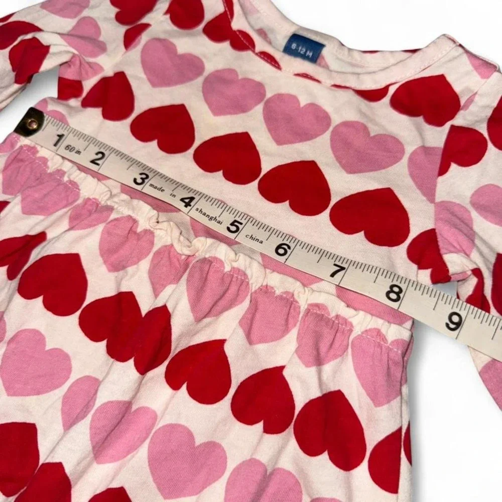 OLD NAVY BABY VALENTINE HEARTS T-SHIRT DRESS GIRLS‎ 6-12 MONTHS